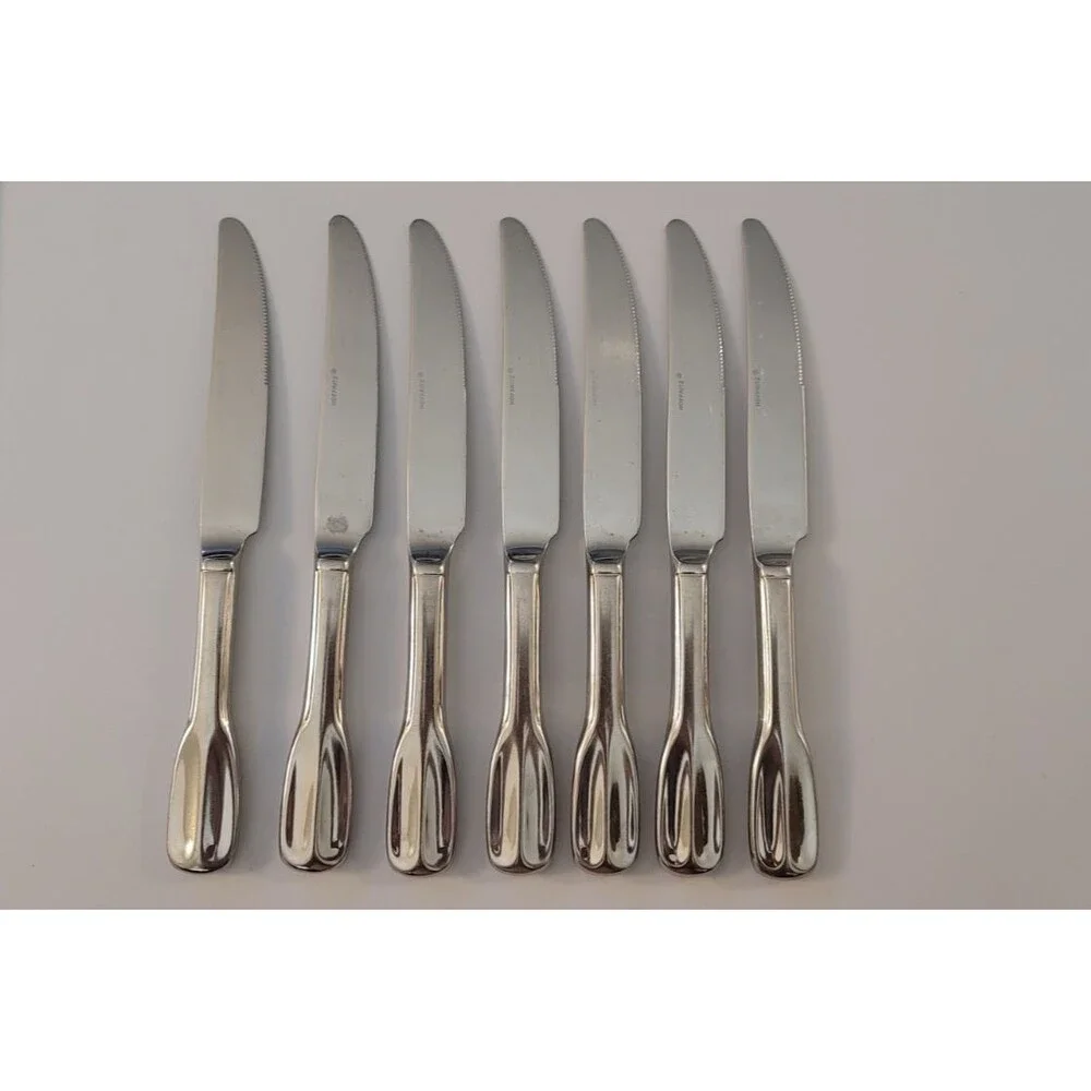 7 Hoffritz Wyndham Stainless Steel Fiddle Shape French Hollow Knives 9 1/4